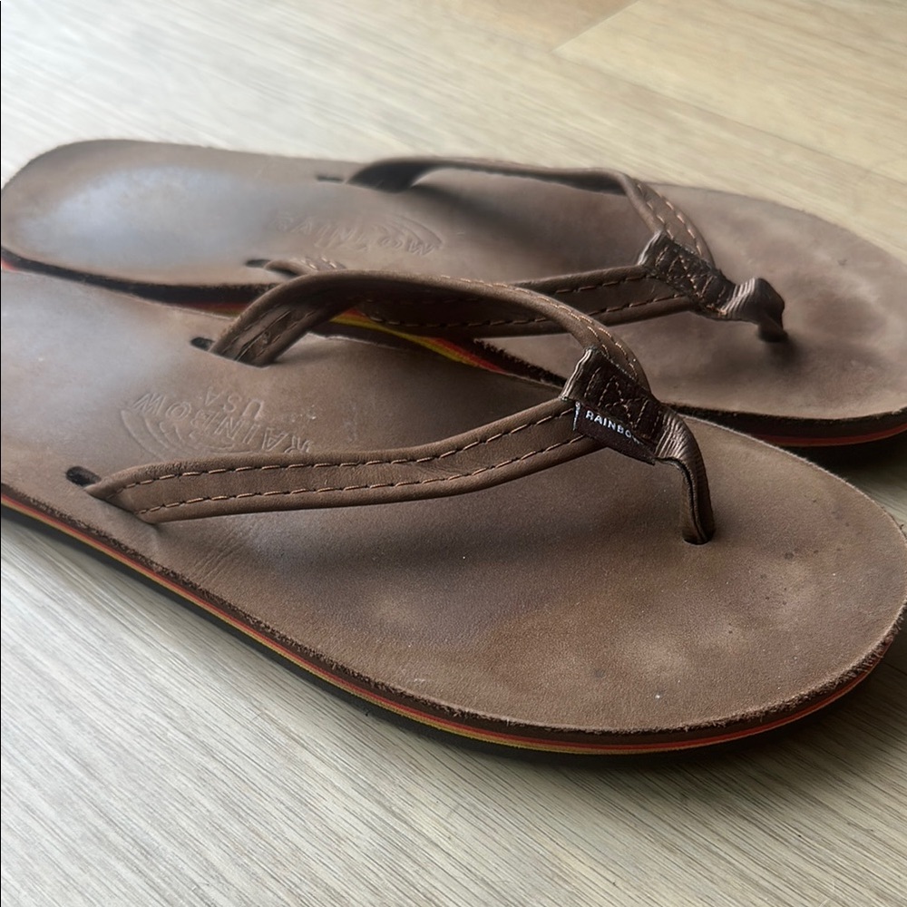 Women’s Rainbow Brown Sandals Minimalist Flip-Flops